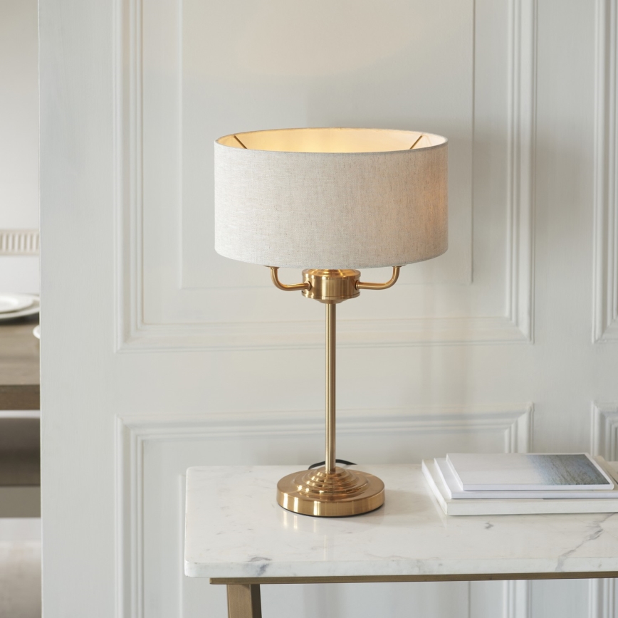 Endon 110721 - Lampada da tavolo HIGHCLERE 3xE14/18W/230V beige/ottone