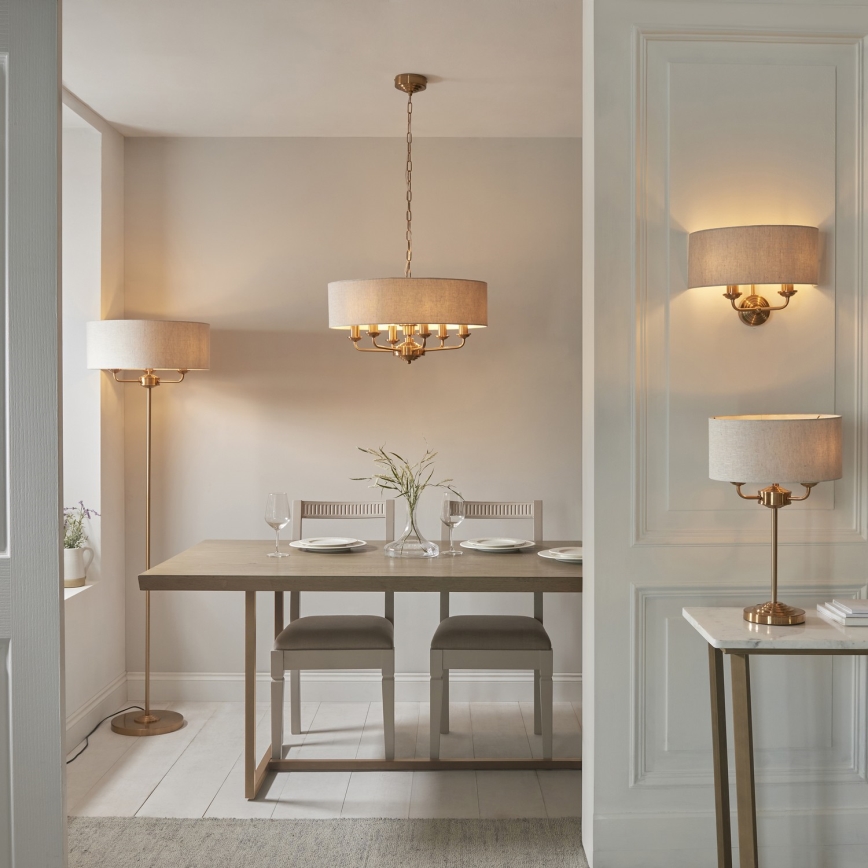 Endon 110721 - Lampada da tavolo HIGHCLERE 3xE14/18W/230V beige/ottone