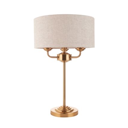 Endon 110721 - Lampada da tavolo HIGHCLERE 3xE14/18W/230V beige/ottone