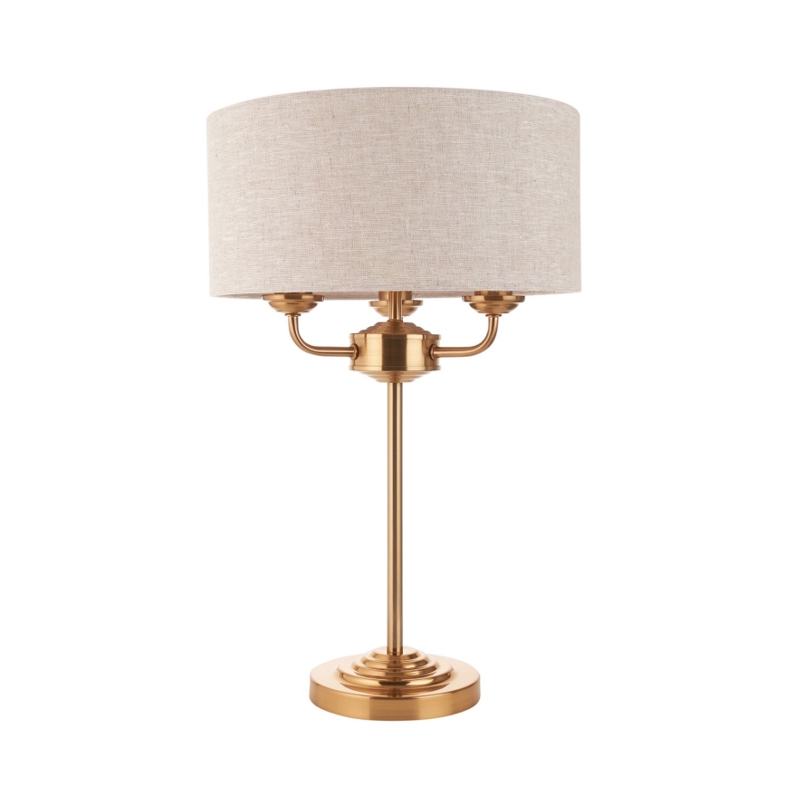 Endon 110721 - Lampada da tavolo HIGHCLERE 3xE14/18W/230V beige/ottone