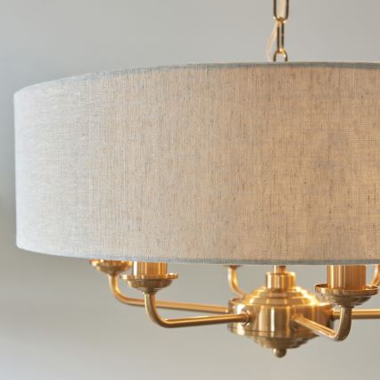 Endon 110722 - Lampadario a sospensione con catena HIGHCLERE 6xE14/6W/230V beige/ottone diametro 55 cm