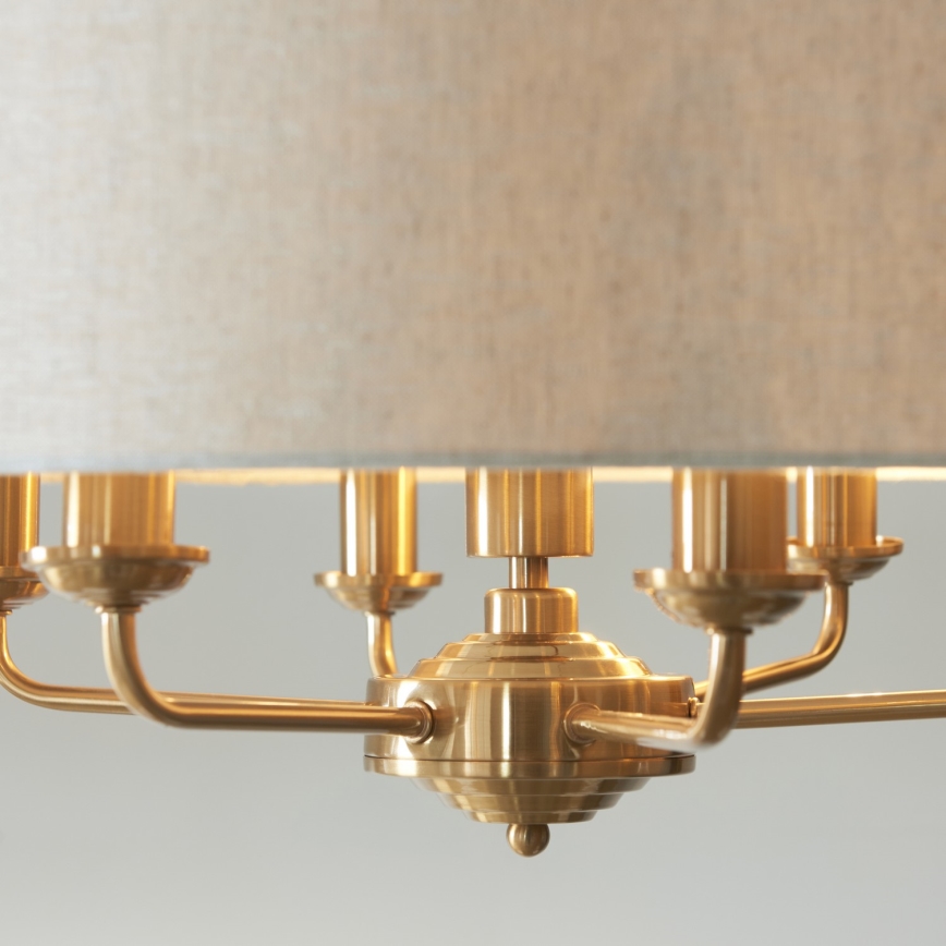 Endon 110722 - Lampadario a sospensione con catena HIGHCLERE 6xE14/6W/230V beige/ottone diametro 55 cm