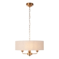 Endon 110723 - Lampadario a sospensione con catena HIGHCLERE 3xE14/40W/230V beige/ottone diametro 45 cm