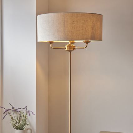Endon 110724 - Lampada con piedistallo HIGHCLERE 1xE14/40W/230V beige/ottone