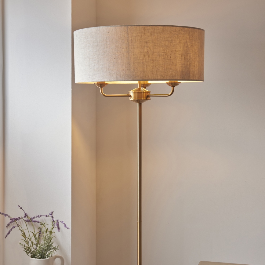 Endon 110724 - Lampada con piedistallo HIGHCLERE 1xE14/40W/230V beige/ottone