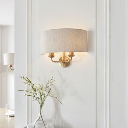 Endon 110726 - Applique HIGHCLERE 2xE14/40W/230V beige/ottone