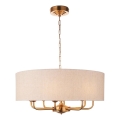 Endon 110727 - Lampadario a catena HIGHCLERE 8xE14/6W/230V beige/ottone Ø 70 cm