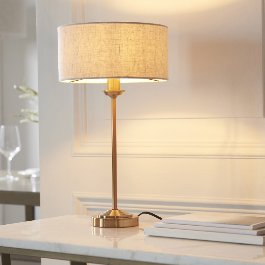 Endon 110728 - Lampada da tavolo HIGHCLERE 1xE14/7W/230V beige/ottone Ø 25 cm