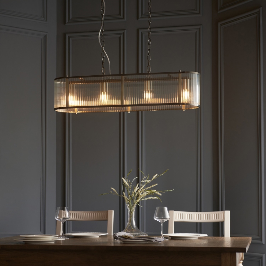Endon 110945 - Lampadario a sospensione con catena RIDGETON 4xE14/6W/230V ottone/limpido