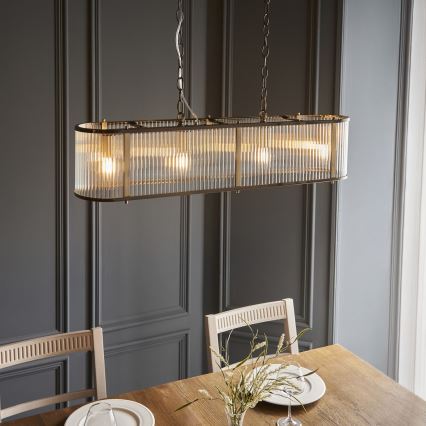 Endon 110945 - Lampadario a sospensione con catena RIDGETON 4xE14/6W/230V ottone/limpido