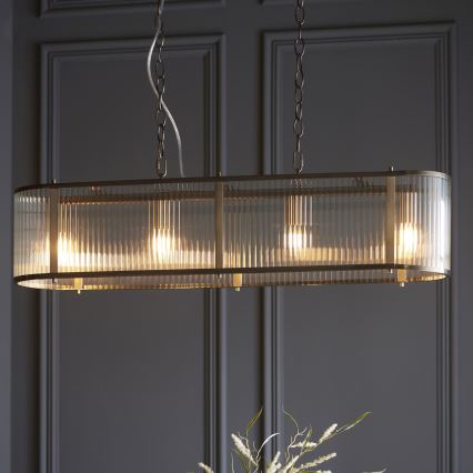 Endon 110945 - Lampadario a sospensione con catena RIDGETON 4xE14/6W/230V ottone/limpido