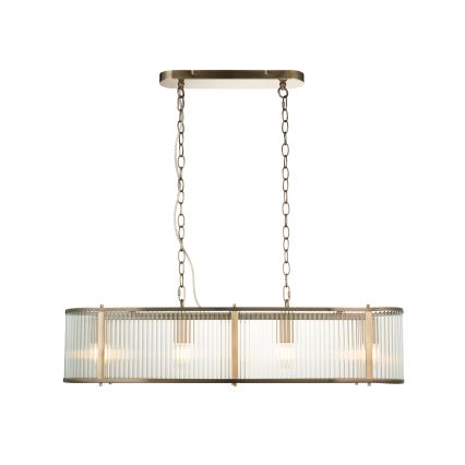 Endon 110945 - Lampadario a sospensione con catena RIDGETON 4xE14/6W/230V ottone/limpido