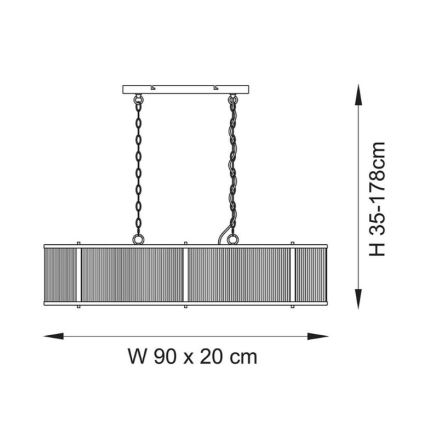 Endon 110945 - Lampadario a sospensione con catena RIDGETON 4xE14/6W/230V ottone/limpido