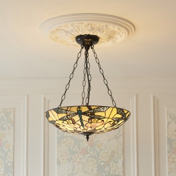 Endon 111869 - Lampadario a catena Tiffany ASHTON 3xE27/10W/230V Ø 45 cm
