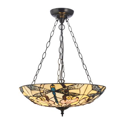 Endon 111869 - Lampadario a catena Tiffany ASHTON 3xE27/10W/230V Ø 45 cm