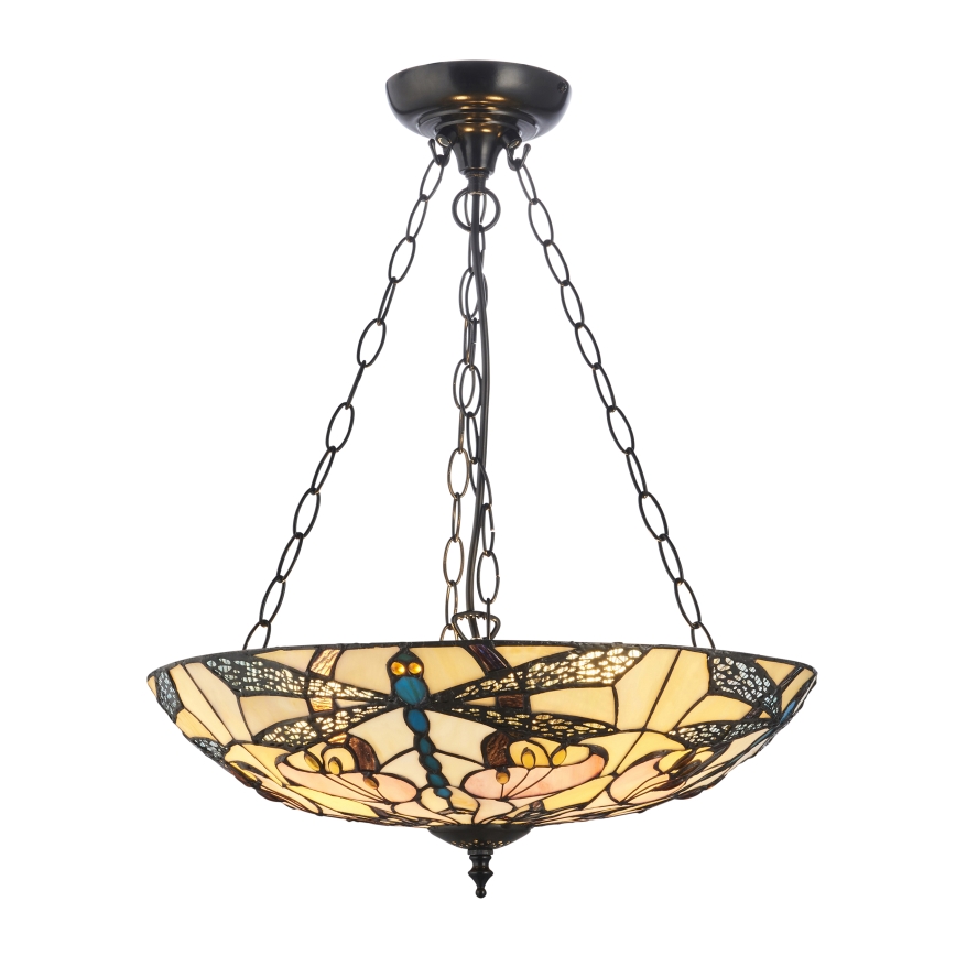 Endon 111869 - Lampadario a catena Tiffany ASHTON 3xE27/10W/230V Ø 45 cm