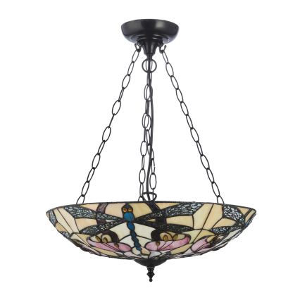 Endon 111869 - Lampadario a catena Tiffany ASHTON 3xE27/10W/230V Ø 45 cm