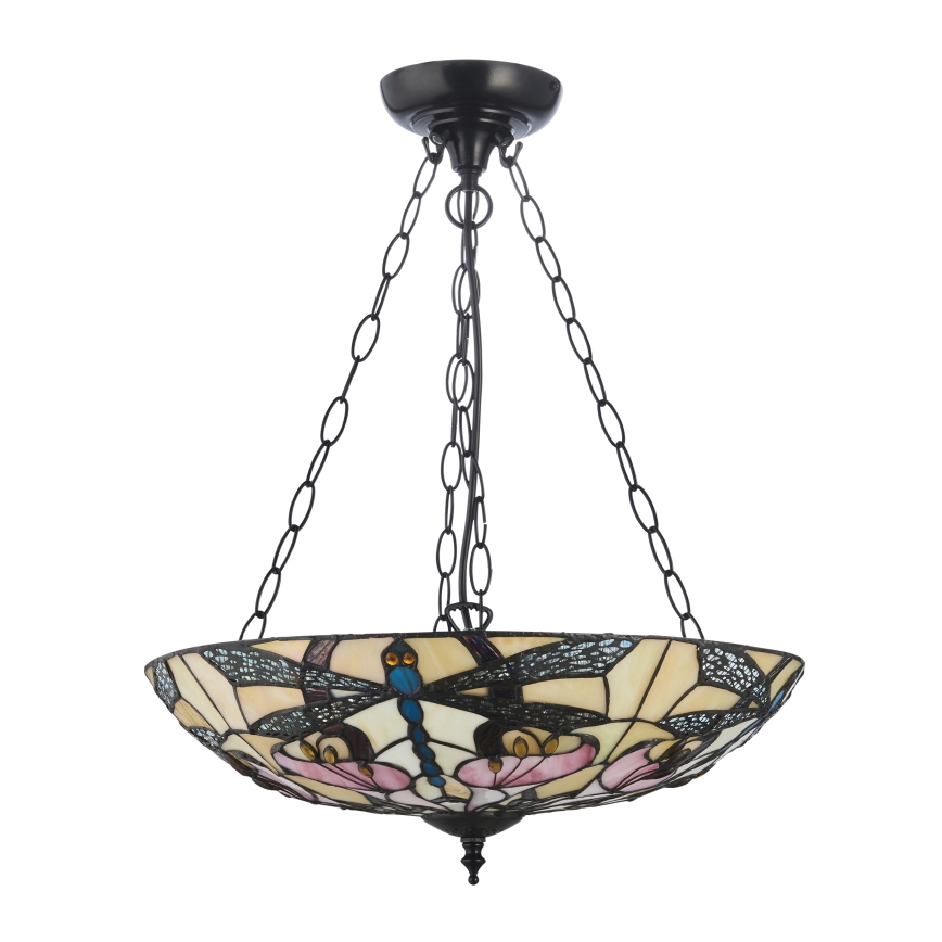 Endon 111869 - Lampadario a catena Tiffany ASHTON 3xE27/10W/230V Ø 45 cm