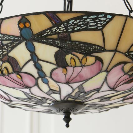 Endon 111869 - Lampadario a catena Tiffany ASHTON 3xE27/10W/230V Ø 45 cm