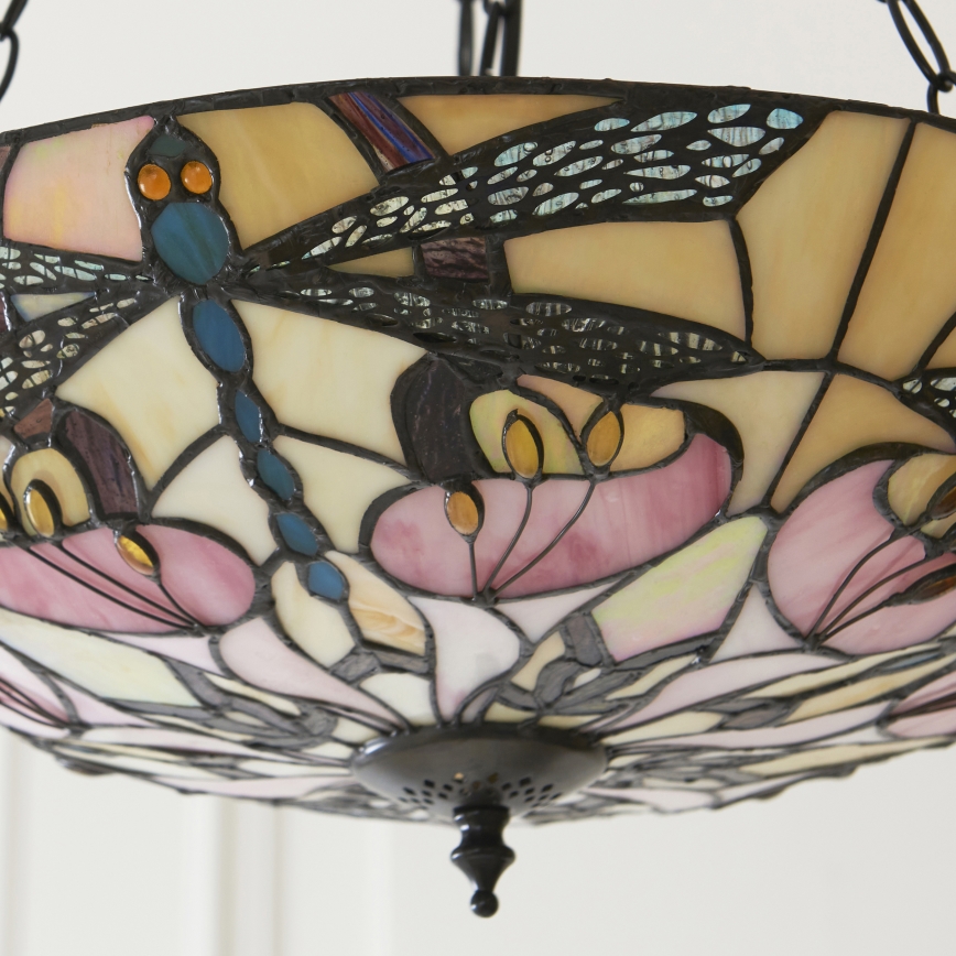 Endon 111869 - Lampadario a catena Tiffany ASHTON 3xE27/10W/230V Ø 45 cm