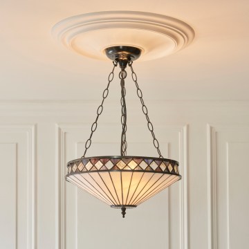 Endon 111870 - Lampadario a catena Tiffany FARGO 3xE27/10W/230V diam. 41,5 cm