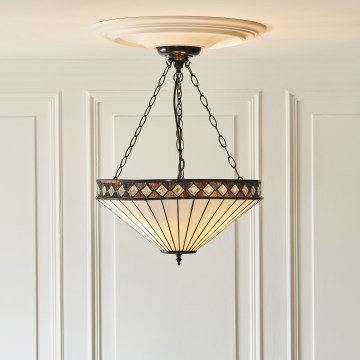 Endon 111871 - Lampadario a catena Tiffany FARGO 3xE27/10W/230V Ø 50 cm