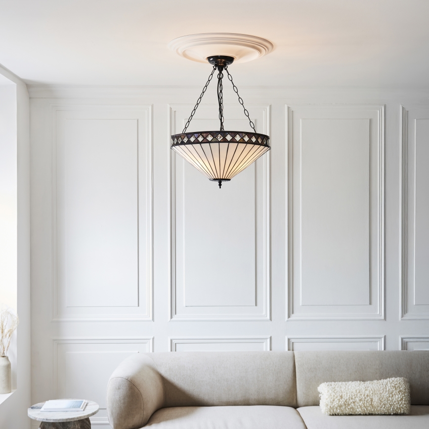 Endon 111871 - Lampadario a catena Tiffany FARGO 3xE27/10W/230V Ø 50 cm