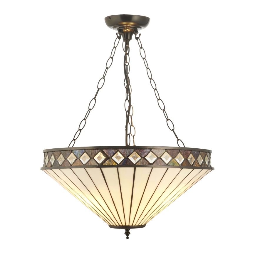 Endon 111871 - Lampadario a catena Tiffany FARGO 3xE27/10W/230V Ø 50 cm