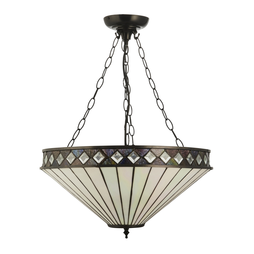 Endon 111871 - Lampadario a catena Tiffany FARGO 3xE27/10W/230V Ø 50 cm