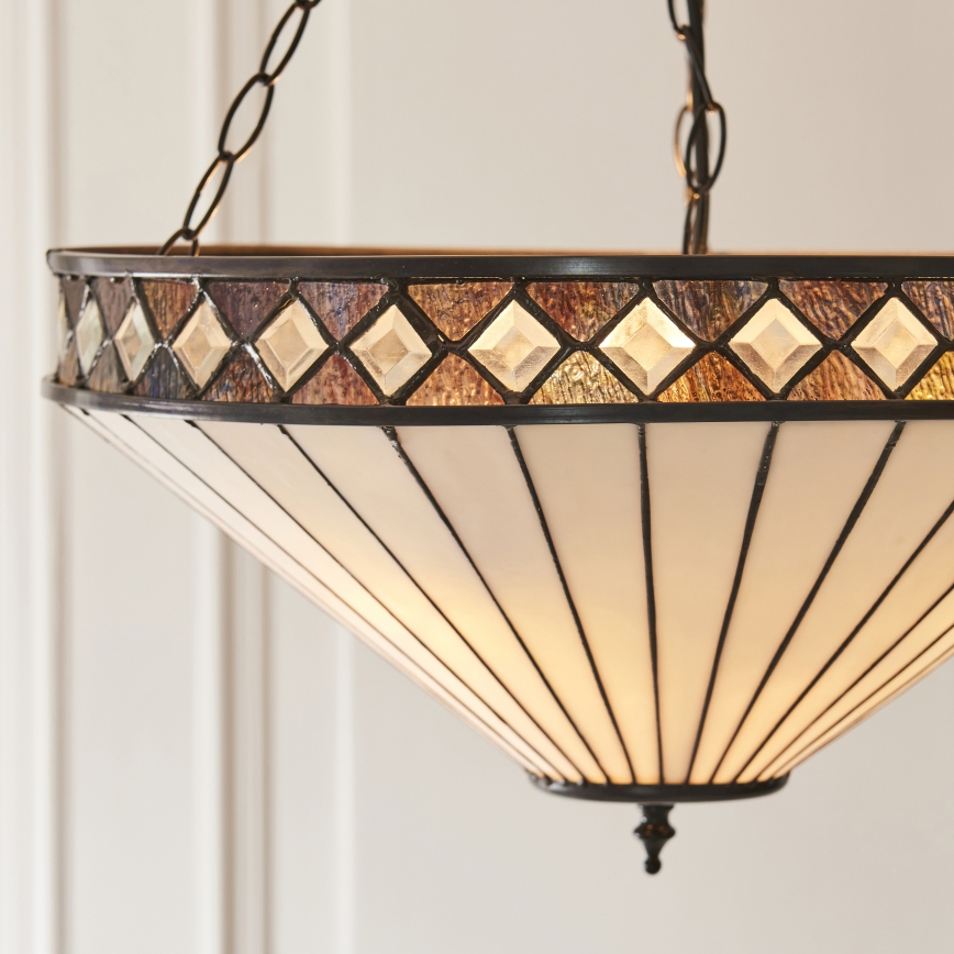 Endon 111871 - Lampadario a catena Tiffany FARGO 3xE27/10W/230V Ø 50 cm