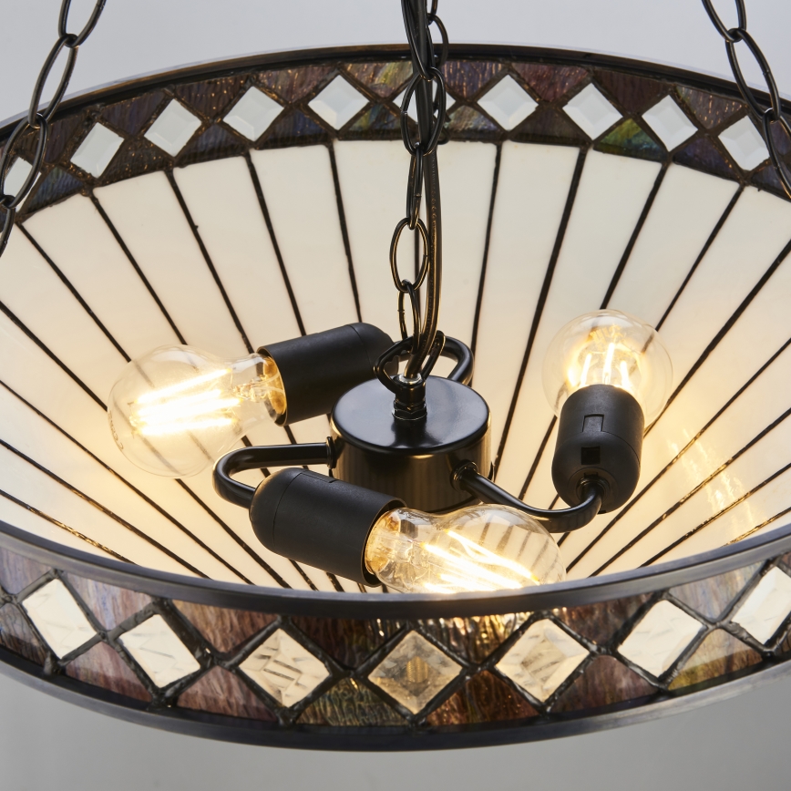 Endon 111871 - Lampadario a catena Tiffany FARGO 3xE27/10W/230V Ø 50 cm