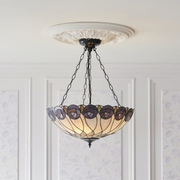 Endon 111872 - Lampadario a catena Tiffany HUTCHINSON 3xE27/60W/230V Ø 50 cm