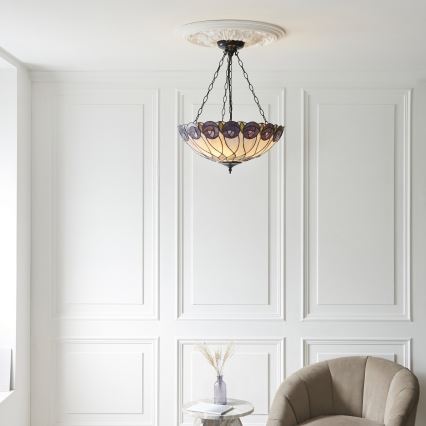 Endon 111872 - Lampadario a catena Tiffany HUTCHINSON 3xE27/60W/230V Ø 50 cm