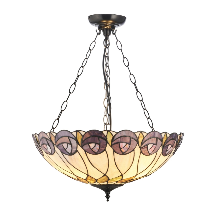 Endon 111872 - Lampadario a catena Tiffany HUTCHINSON 3xE27/60W/230V Ø 50 cm