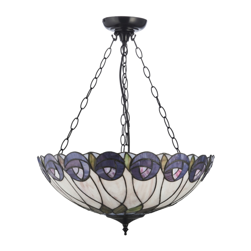 Endon 111872 - Lampadario a catena Tiffany HUTCHINSON 3xE27/60W/230V Ø 50 cm