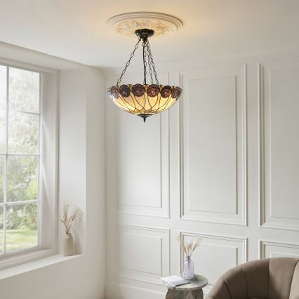 Endon 111872 - Lampadario a catena Tiffany HUTCHINSON 3xE27/60W/230V Ø 50 cm