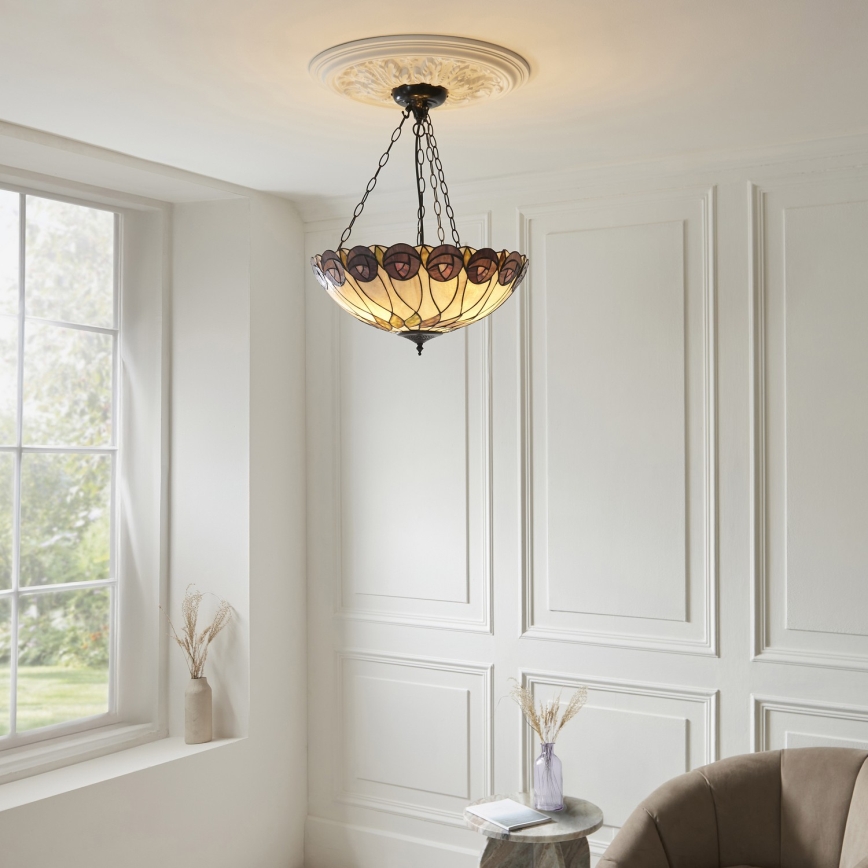 Endon 111872 - Lampadario a catena Tiffany HUTCHINSON 3xE27/60W/230V Ø 50 cm
