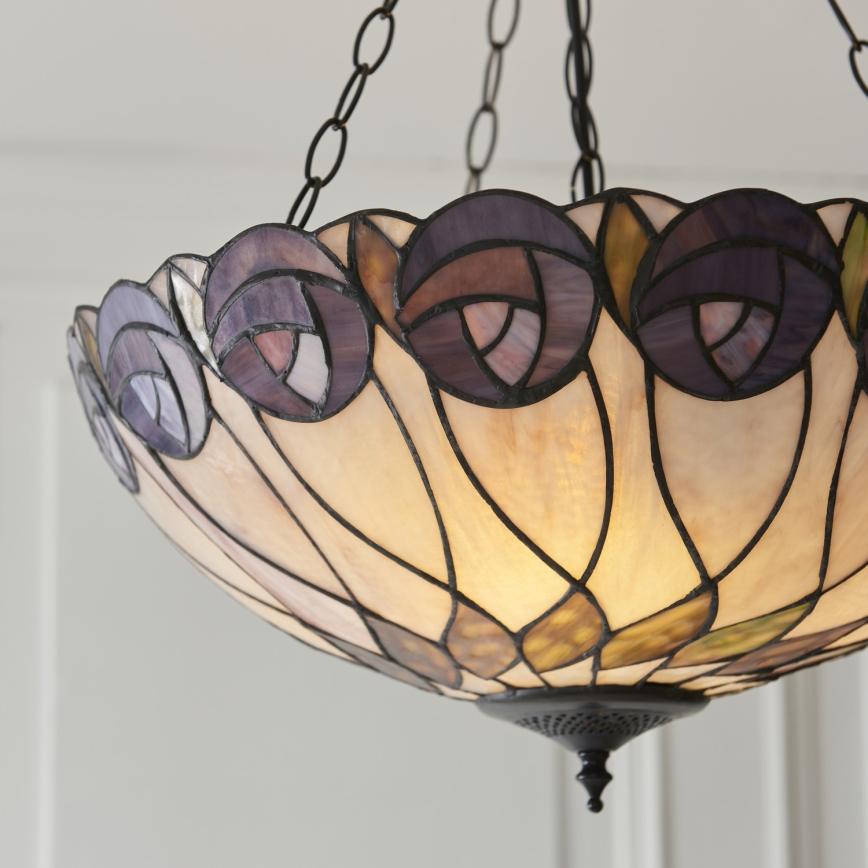 Endon 111872 - Lampadario a catena Tiffany HUTCHINSON 3xE27/60W/230V Ø 50 cm