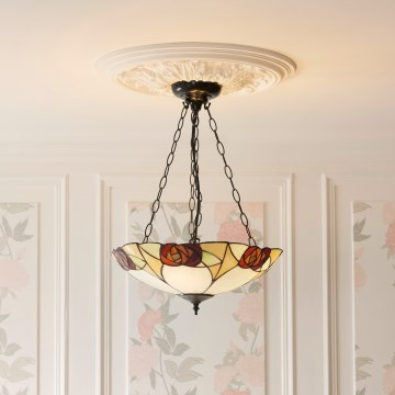 Endon 111879 - Lampadario a catena Tiffany INGRAM 3xE27/10W/230V Ø 45 cm