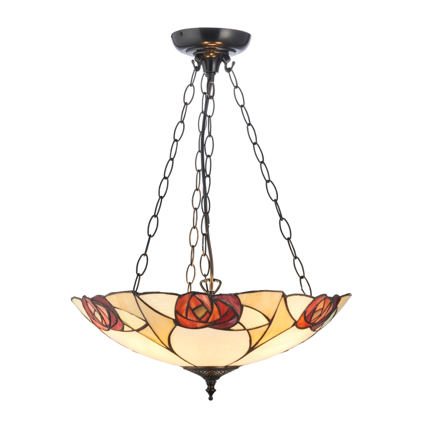 Endon 111879 - Lampadario a catena Tiffany INGRAM 3xE27/10W/230V Ø 45 cm