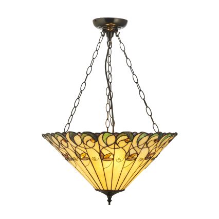 Endon 111881 - Lampadario Tiffany JAMELIA a sospensione con catena, 3x E27/10W/230V, Ø 50 cm