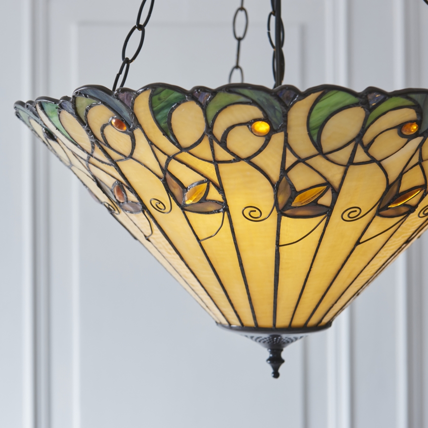 Endon 111881 - Lampadario Tiffany JAMELIA a sospensione con catena, 3x E27/10W/230V, Ø 50 cm