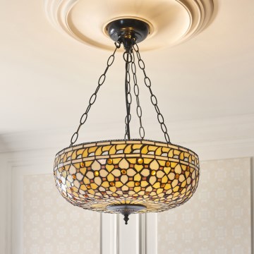 Endon 111882 - Lampadario a sospensione Tiffany MILLE FEUX, 3xE27/10W/230V, diam. 45 cm