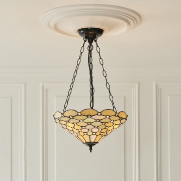 Endon 111884 - Lampadario a catena Tiffany PEARL 3xE27/10W/230V Ø 37 cm