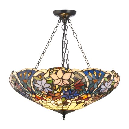 Endon 111887 - Lampadario a catena in stile Tiffany SULLIVAN, 3xE27/10W/230V, Ø 57 cm