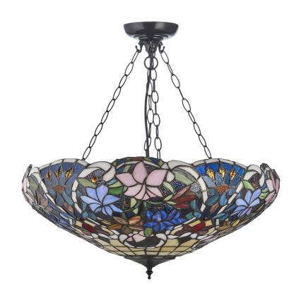 Endon 111887 - Lampadario a catena in stile Tiffany SULLIVAN, 3xE27/10W/230V, Ø 57 cm