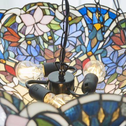 Endon 111887 - Lampadario a catena in stile Tiffany SULLIVAN, 3xE27/10W/230V, Ø 57 cm