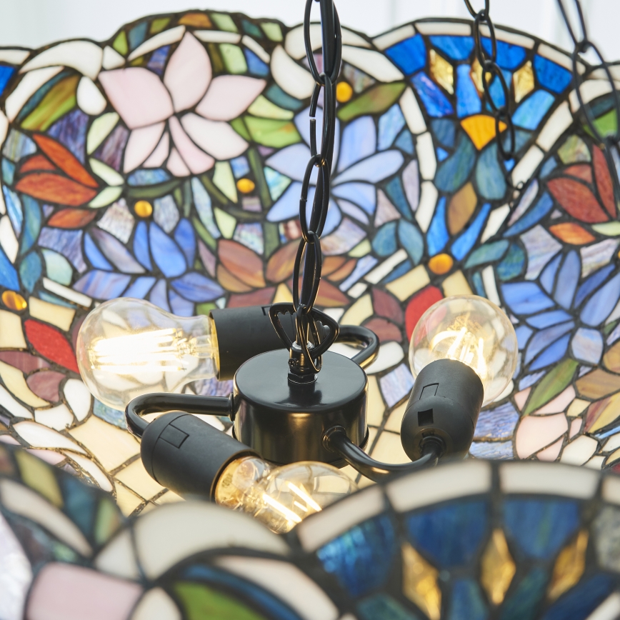 Endon 111887 - Lampadario a catena in stile Tiffany SULLIVAN, 3xE27/10W/230V, Ø 57 cm