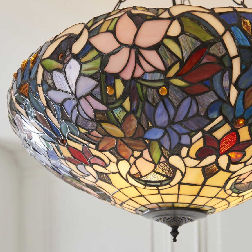 Endon 111887 - Lampadario a catena in stile Tiffany SULLIVAN, 3xE27/10W/230V, Ø 57 cm