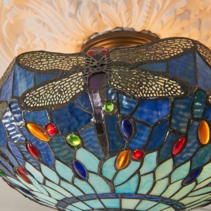 Endon 111897 - Plafoniera da soffitto in stile Tiffany DRAGONFLY, 3x E27/10W/230V, Ø 41 cm